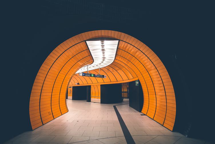 Orange Tunnel in Munich Metro Station