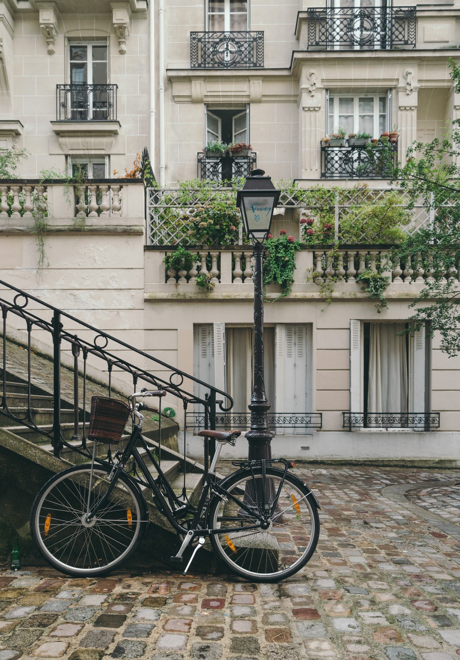 City Bike Parked on the Street of Paris