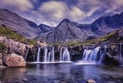 Long Exposure Waterfall in Mountains
