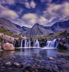 Long Exposure Waterfall in Mountains