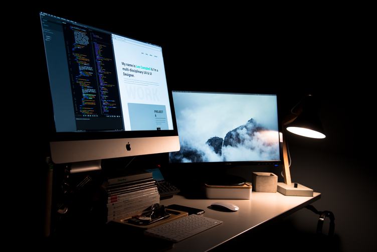 Designing on iMac in a Dark Office