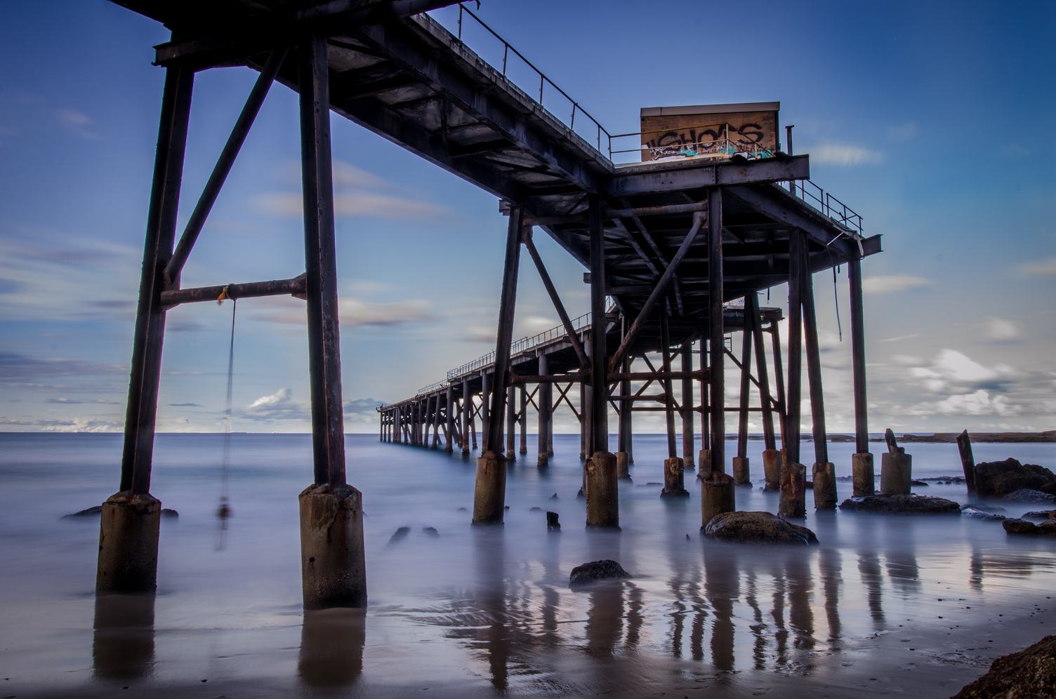 Long Exposure Seaside View with a Long Pier