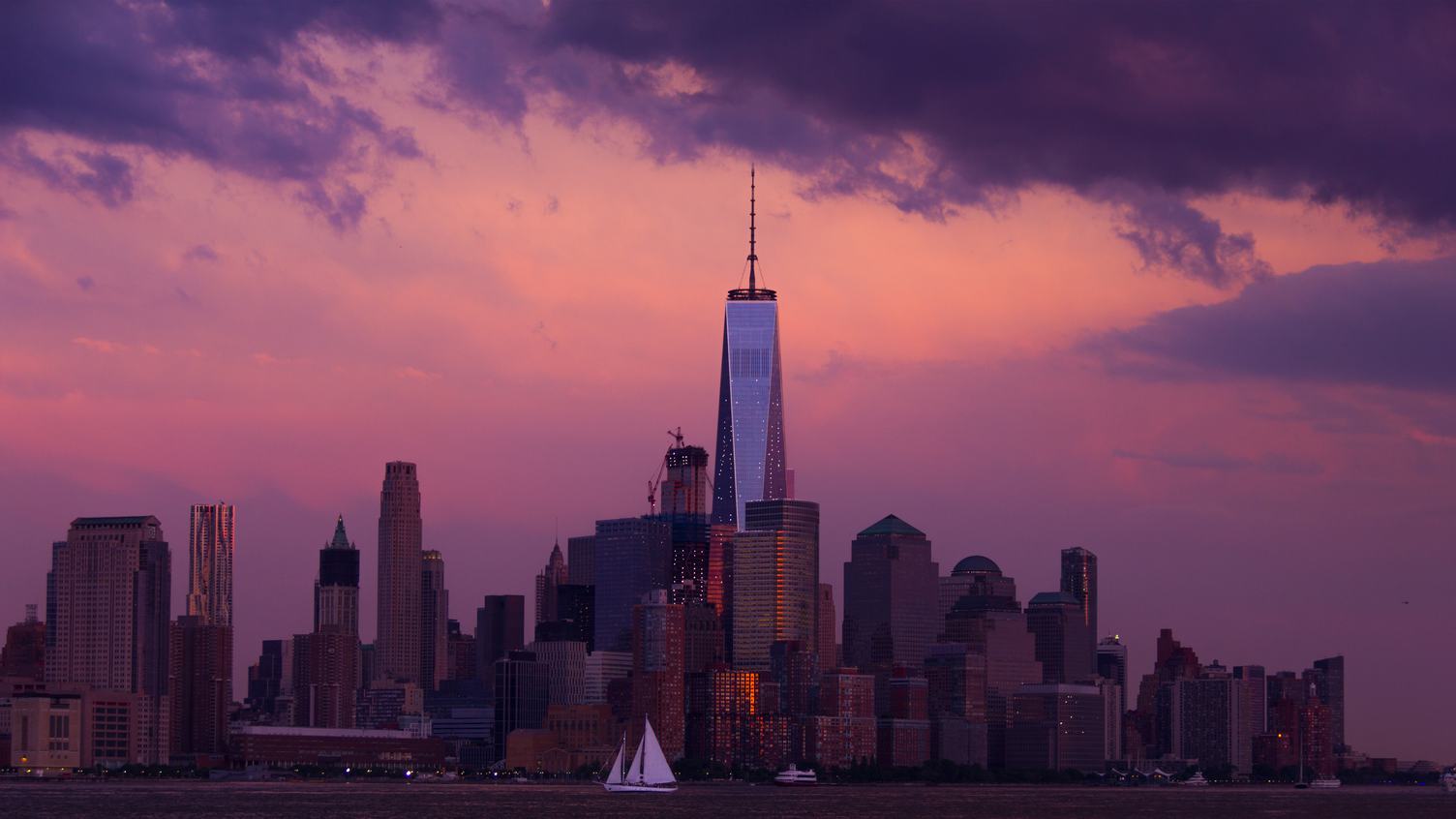 Lower Manhattan Skyline at Sunset