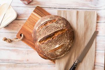Freshly Baked Bread and Knife