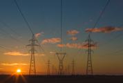 High Voltage Power Lines at Sunset