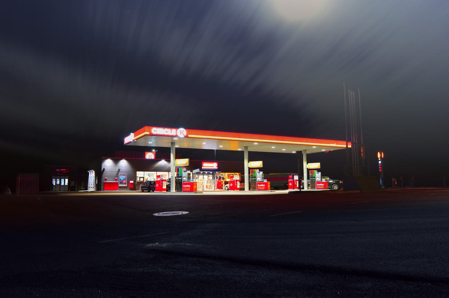 Building of Gas Station at Night