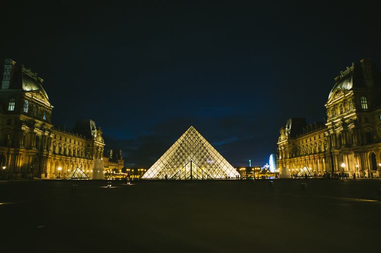 The Louvre Palace and the Pyramid by Night