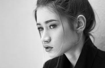 Black and White Portrait of a Beautiful Girl