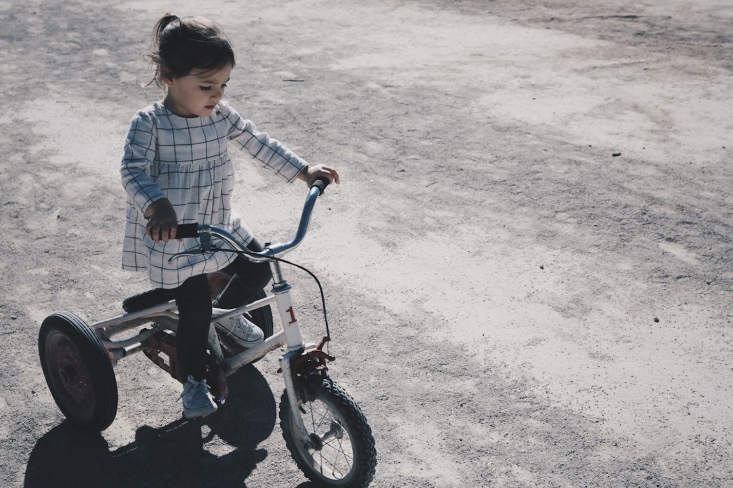 A Little Girl Riding a Tricycle Bike