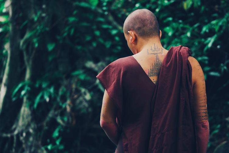 Buddhist Monk Contemplating
