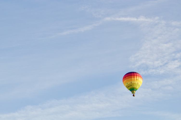Single Colorful Hot Air Balloon in the Sky