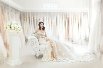 Portrait of Bride Sitting on a Couch