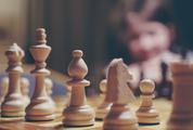 Chess Pieces Photographed on a Chessboard