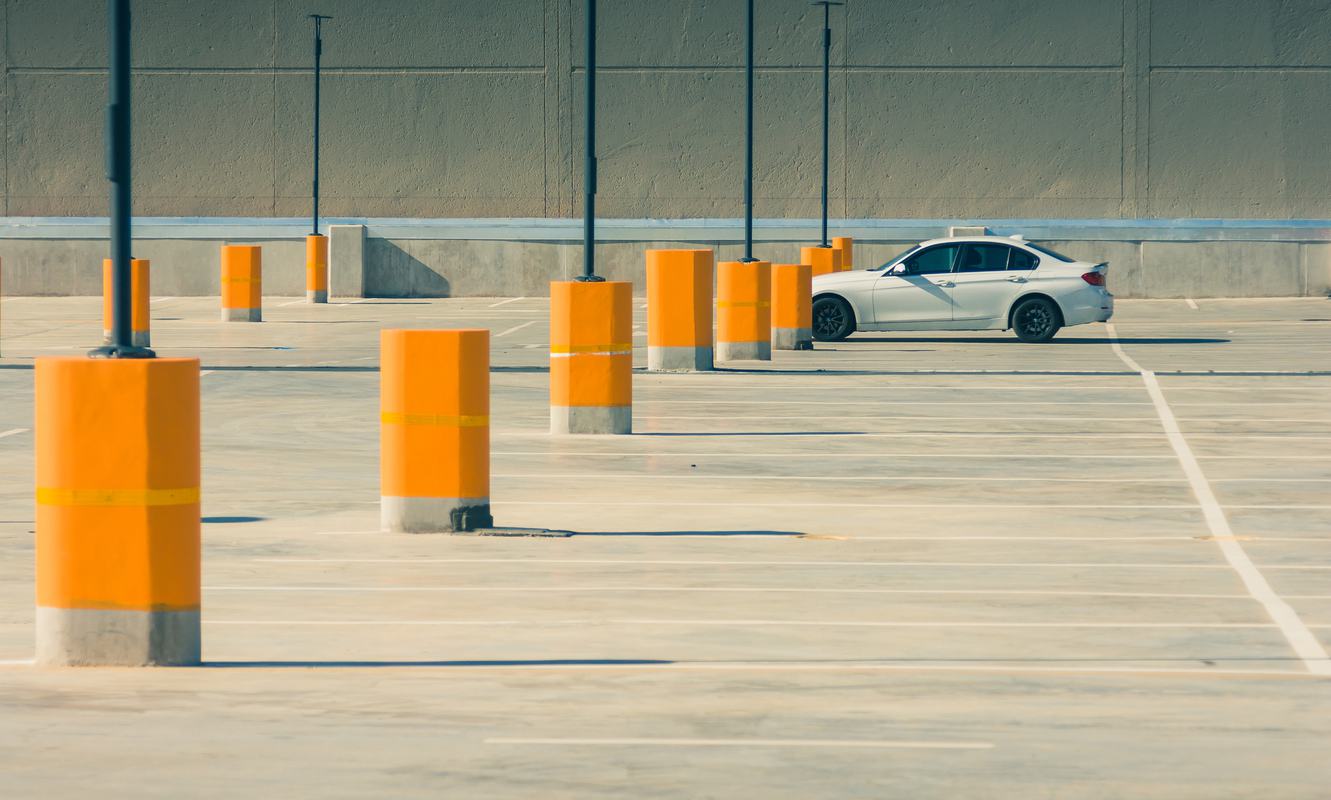 Free Photo Single Car In Empty Parking Lot