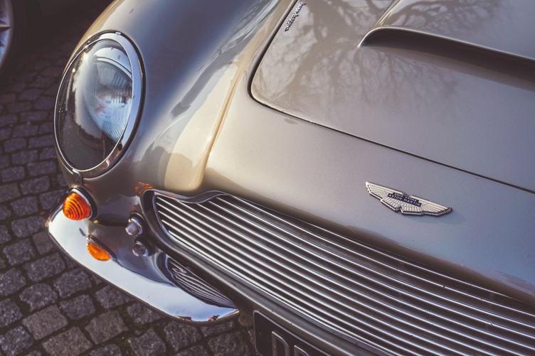 Close-up View of a Classic Aston Martin Vintage Car