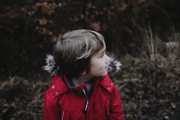 Little Boy in Red Winter Coat