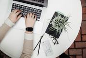 Young Girl Woman Working on a Laptop