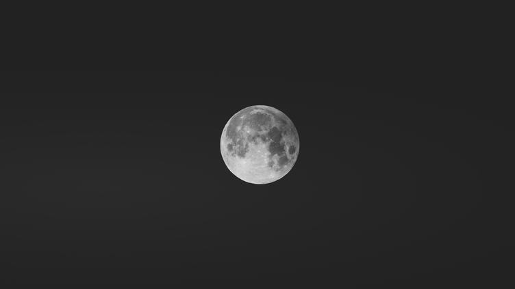 Clear Night Sky with Bright Full Moon