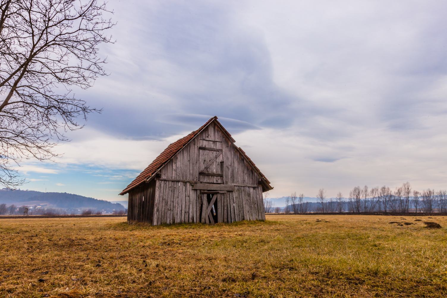 Old Barn on the Empty Field