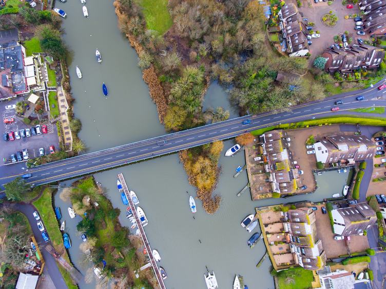 River Town Landscape Aerial View