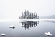 Winter Landscape Lake Covered with Snow