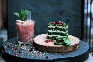 Piece of Spinach Cake with Cream