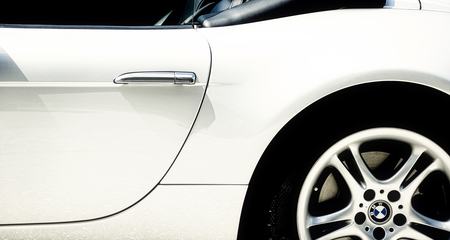 Closeup of White Cabrio BMW Car