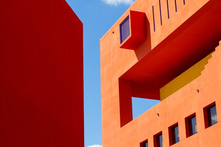 Orange Facade of a Modern Building