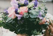Nice Colorful Wedding Bouquet in Bride's Hand