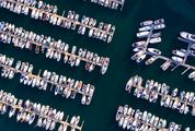 Marina with Small Boats and Yachts, Aerial View