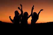 Silhouette of Three Happy Women