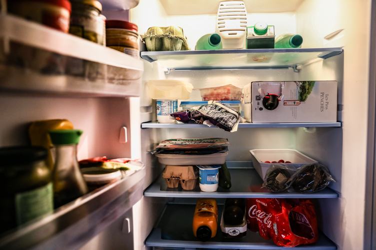 Inside of Refrigerator Filled with Food