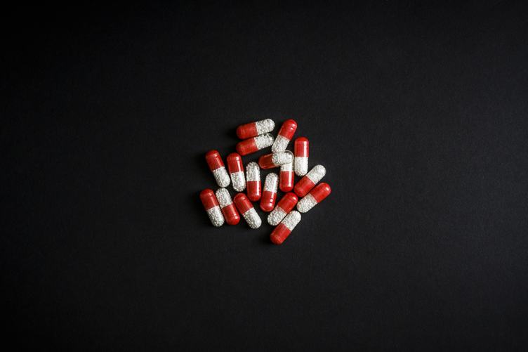 Medicine Pills Red and White Capsules