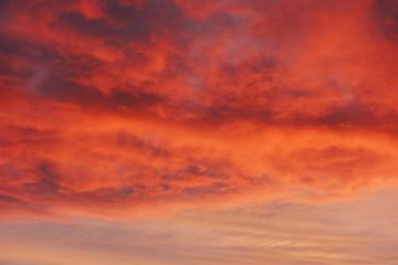 Red Sky with Clouds at Sunset