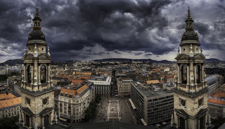 Panoramic View from St. Stephen's Basilica in Budapest, Hungary