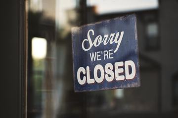 Shop Glass Door with Sign Closed