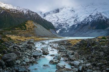Hooker Lake at the Bottom of Mount Cook, New Zealand