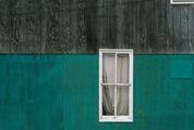 Gray and Turquoise Wooden Wall with Window