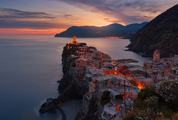 Vernazza Small Italian Town on the Rocks at Sunset, Liguria Europe