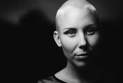 Black and White Portrait of Bald Woman