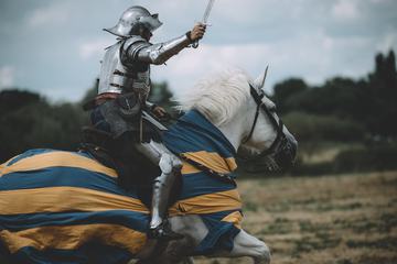 Knight Riding a Horse with Sword in His Hands