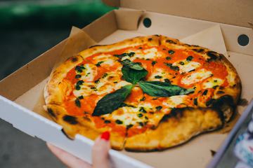 Pizza Takeaway in an Open Box