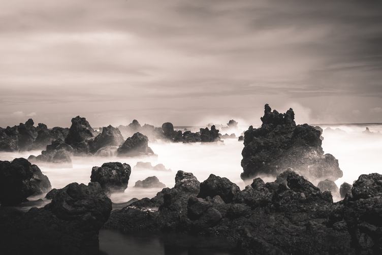 Long Exposure Picture of Rocky Volcanic Shore