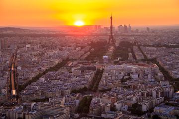 Aerial View of Paris at Sunset from Montparnasse Tower