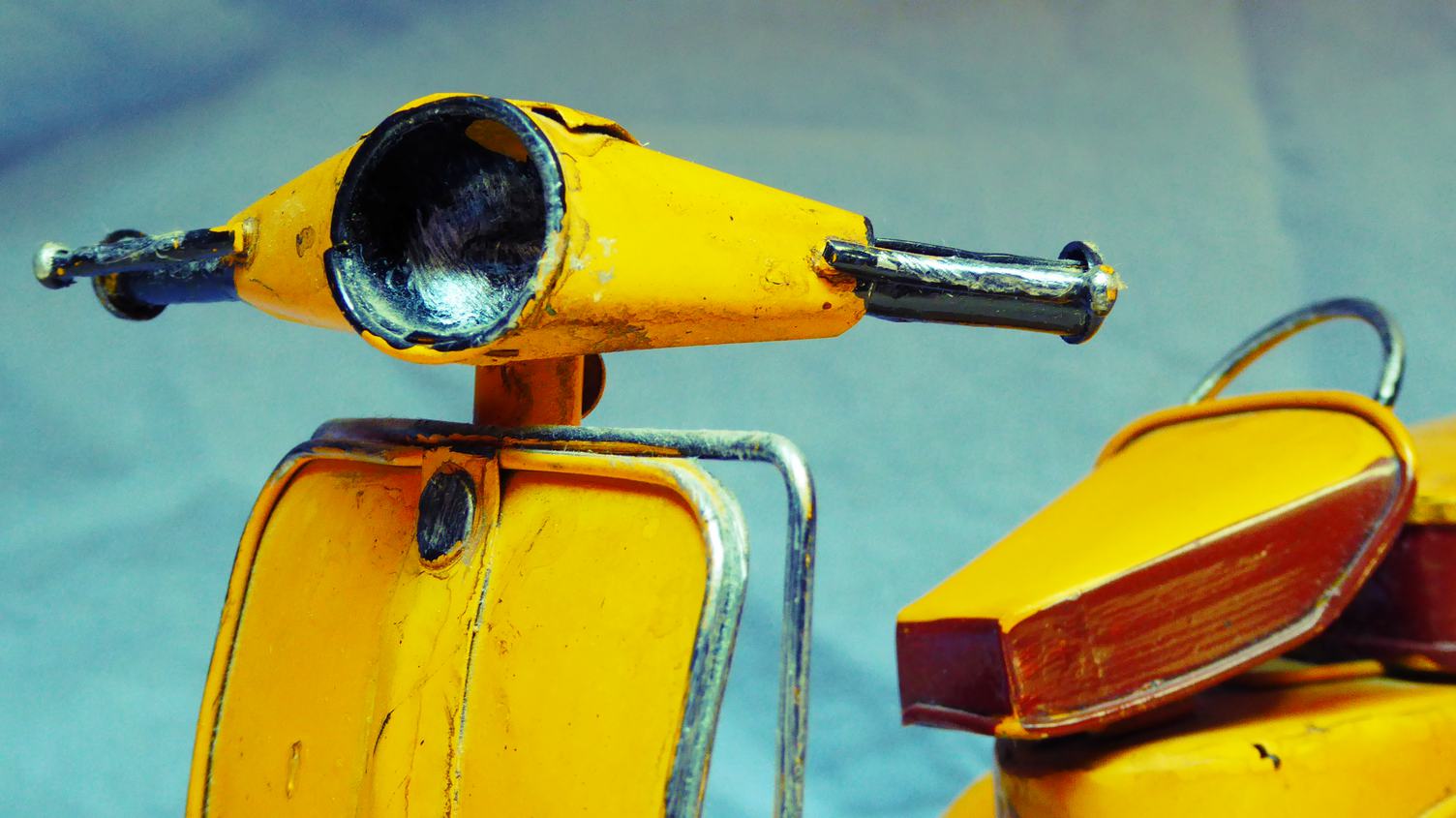 Yellow Retro Motorcycle Closeup
