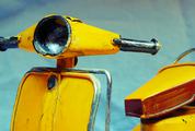 Yellow Retro Motorcycle Closeup