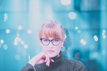 Woman Wearing Glasses and Gray Jumper
