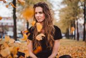Autumn Portrait of Long Hair Women