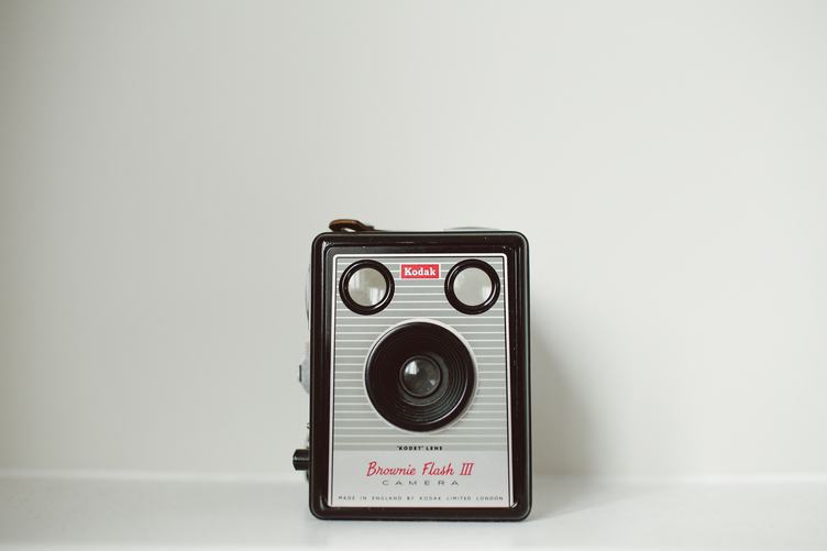Brownie Flash III Kodak Camera on White Background