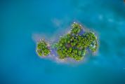 Top View of Small Island in the Ocean